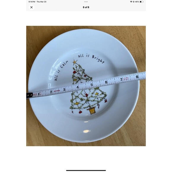 Pottery Barn Holiday Cheer 8" Ceramic Dessert/Salad Plates Set of 4 - Picture 8 of 8
